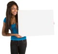 African American Woman Holding a Blank White Sign