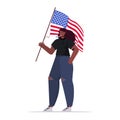 African american woman holding usa flag girl celebrating 4th of july independence day concept