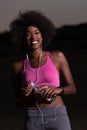 African american woman jogging in nature Royalty Free Stock Photo