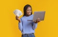 African american woman making money from internet Royalty Free Stock Photo