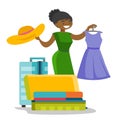 African-american woman packing clothes in suitcase Royalty Free Stock Photo