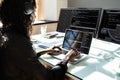 African American Woman Programmer. Girl Coding