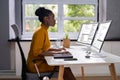 African American Woman Programmer. Girl Coding