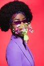 African american woman in purple stylish