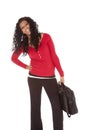 African American woman red bag Royalty Free Stock Photo