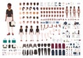 African American woman secretary, manager or office assistant DIY or animation kit. Set of female character body parts Royalty Free Stock Photo