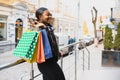 African american woman shopping. Seasonal discounts. Spring sale Royalty Free Stock Photo