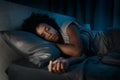 African american woman sleeping in her bed Royalty Free Stock Photo