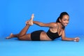 African American woman thigh stretch exercise Royalty Free Stock Photo