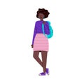 African american woman university student cartoon vector illustration isolated.