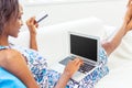 African american woman using laptop Royalty Free Stock Photo