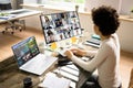 African American Woman In Virtual Telework Webinar Royalty Free Stock Photo