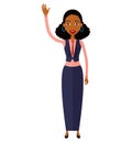 African american woman waving her hand cartoon-vector isolated Royalty Free Stock Photo