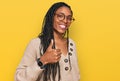 African american woman wearing casual clothes doing happy thumbs up gesture with hand Royalty Free Stock Photo