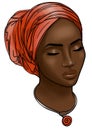 African American woman wearing orange turban Royalty Free Stock Photo