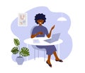 African american woman work from home making video call Royalty Free Stock Photo