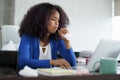 African American Woman Working At Home Coughing And Sneezing Royalty Free Stock Photo