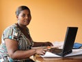 African american woman working with lapt Royalty Free Stock Photo