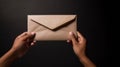 African-American woman's brown-skinned hands, holding a voting envelope or letter envelope