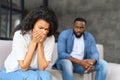 African-American couple arguing at home Royalty Free Stock Photo