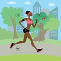 African american young and slim woman running in the park, Royalty Free Stock Photo