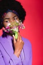 African american woman in purple stylish