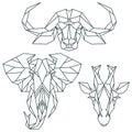 African animal icons, vector icon set. Abstract triangular style Royalty Free Stock Photo