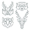 African animal icons, vector icon set. Abstract triangular style Royalty Free Stock Photo