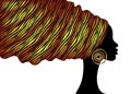 African animal print turban head wrap, portrait beauty Woman in Afro hairstyles, logo design black women hair dress, vector Africa