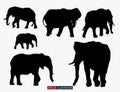 African animals silhouettes set. Elephant. Template for your design works. Royalty Free Stock Photo