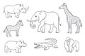 African animals in contours