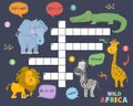 African animals crossword.