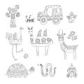 African animals decorated with a pattern. For your design and children's creativity.