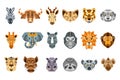 Collection of african animals made in modern flat style vector. Lion, rhino, alligator and other cute animals