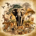 African Animals Safari Collage Royalty Free Stock Photo