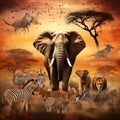 African Animals Safari Collage Royalty Free Stock Photo