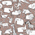 African Animals Seamless Pattern Royalty Free Stock Photo