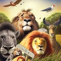 African animals Selfie in safari park Royalty Free Stock Photo