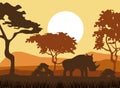 African animals silhouettes Royalty Free Stock Photo