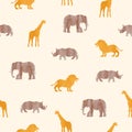 African animals silhouettes seamless pattern. Vector watercolor safari illustration Royalty Free Stock Photo