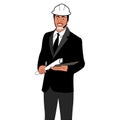 African architect engineer manager with suit,Vector illustration cartoon character