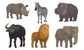 African Area Habitants Drawn In Realistic Manner Vector Illustrations