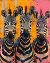 African Art Zebra Savannah Abstract Pastel Painting Vibrant Wildlife Scene Landscape Digital Art Royalty Free Stock Photo