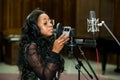 African Artist Dama Do Bling, Mozambique singing in a SABC recording studio