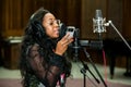 African Artist Dama Do Bling, Mozambique singing in a SABC recording studio