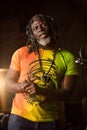 African Artist Tiken Jah Fakoly, Cote d`Ivoire singing in a SABC recording studio