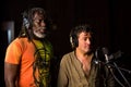 African Artists Tiken Jah Fakoly, Cote d`Ivoire, Rachid Taha, Algeria singing in a SABC recording studio