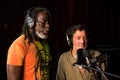 African Artists Tiken Jah Fakoly, Cote d`Ivoire, Rachid Taha, Algeria singing in a SABC recording studio