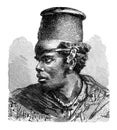 African Bantu Man.History and Culture of Africa. Antique Vintage Illustration. 19th Century.