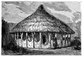 African Bantu Village House.History and Culture of Africa. Antique Vintage Illustration. 19th Century. Royalty Free Stock Photo